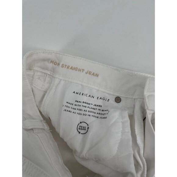 American Eagle Womens Size 2 Mom Straight Jeans Stretch Distressed White Casual - Picture 4 of 11